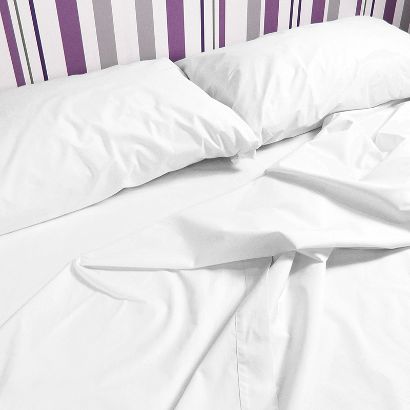 Juego de sábanas blancas 100% algodón para cama de 150 cm 4pz